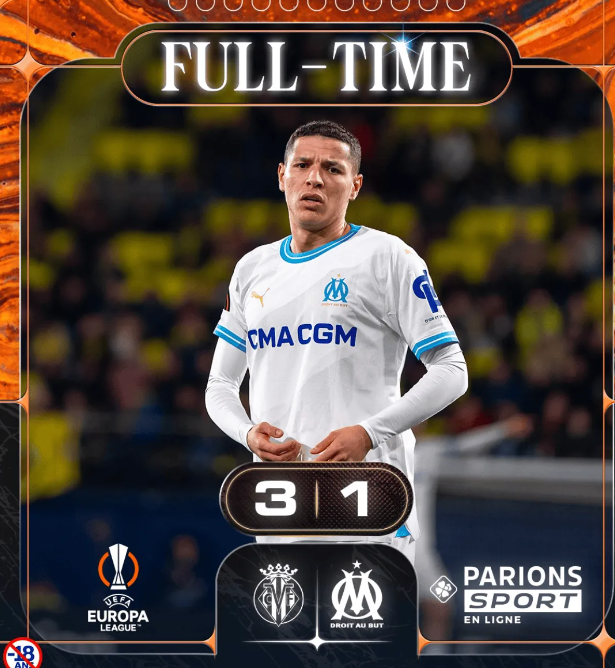 欧联-黄潜3-1马赛总比分3-5仍出局，奥巴梅扬助攻克洛斯绝杀